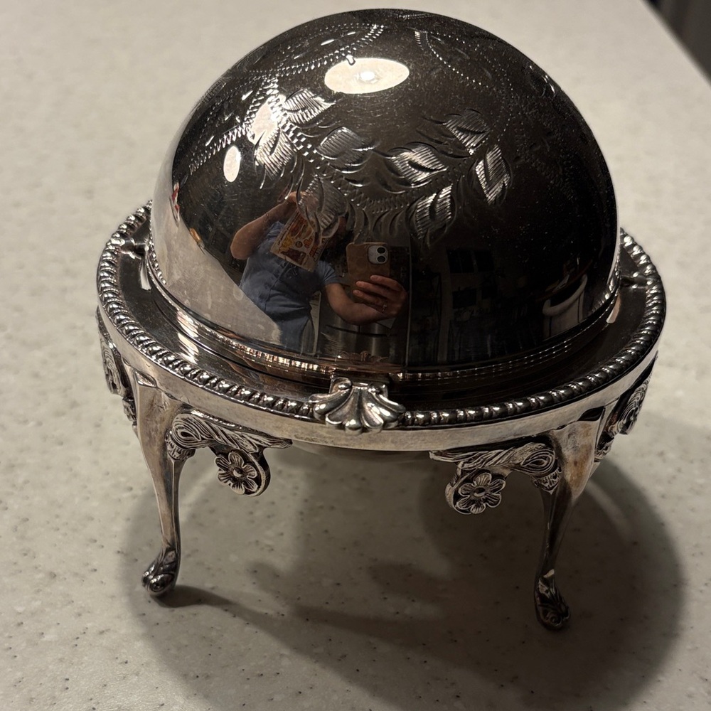 Silver on Brass Dome butter dish